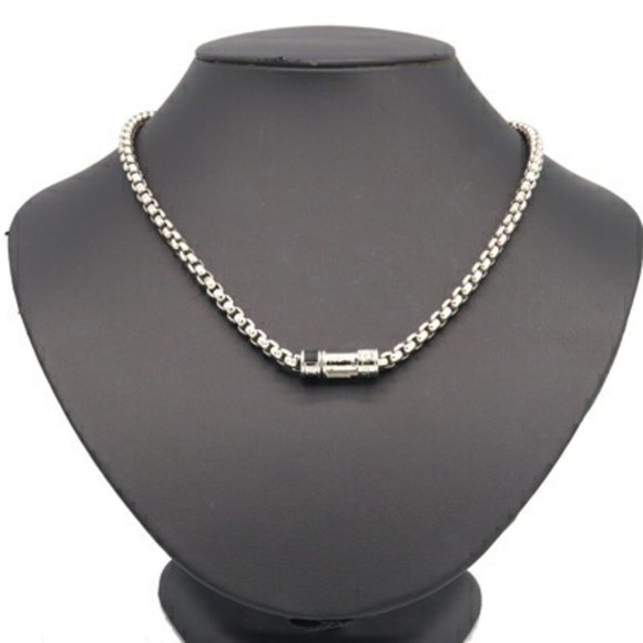 LOUIS VUITTON Necklace Monogram Eclipse Collier Chain M62588 Pendant Choker LV M - Picture 5 of 5